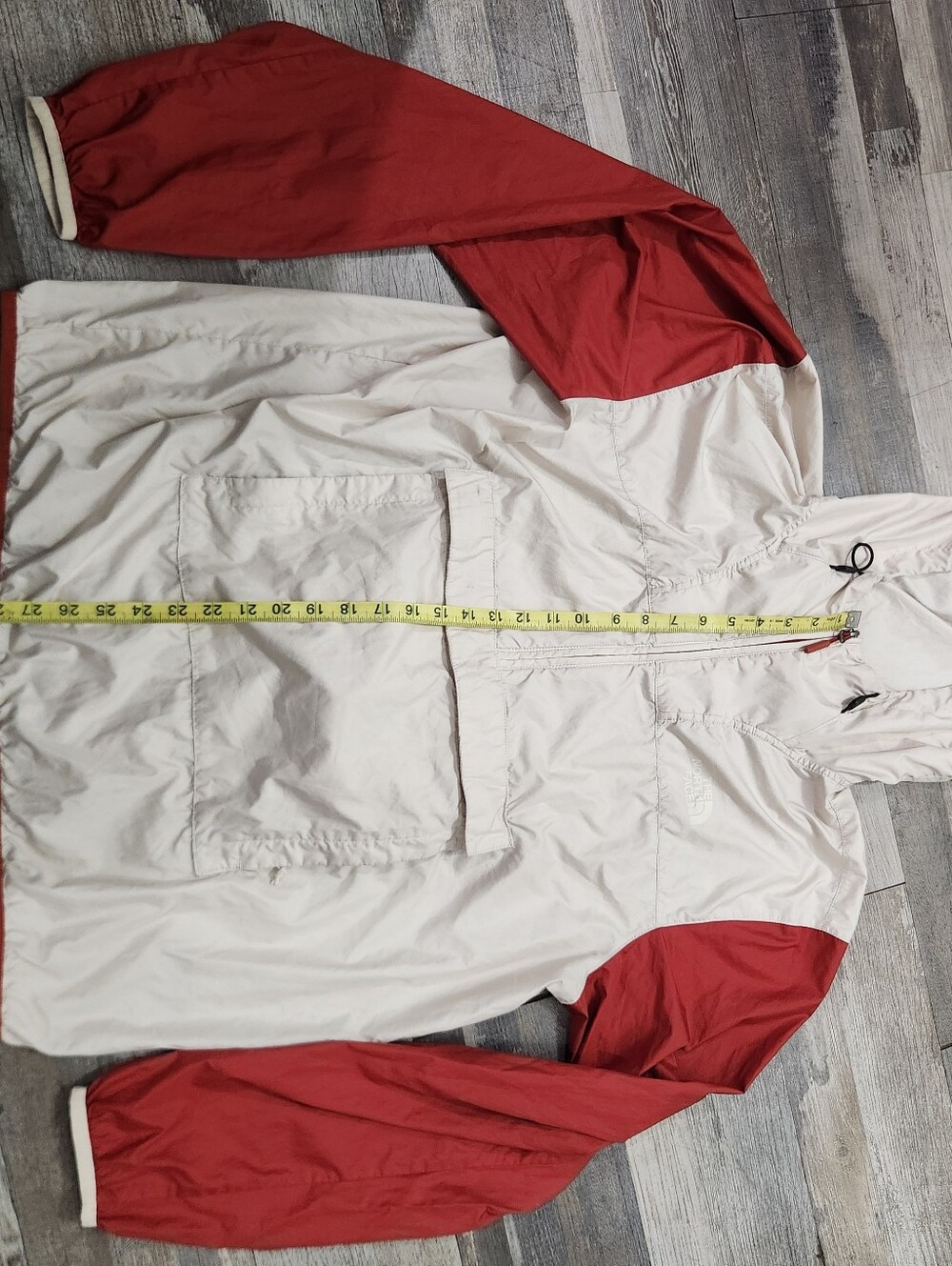The North Face Two-Tone Red and Light Gray Pullover Windbreaker